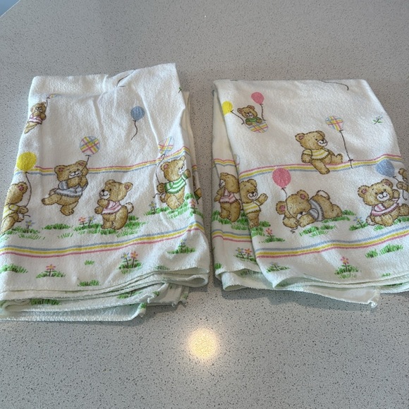 Set of 2 Vintage Toddler Time 100% cotton baby receiving blanket vintage 30 x 40 - Picture 2 of 8